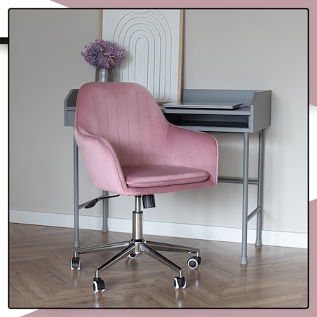 Krzesło biurowe fotel obrotowy welurowy regulowany różowy