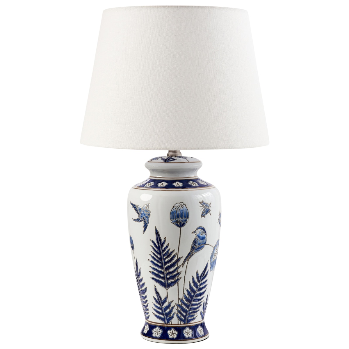 Lampa stołowa BIJELA Porcelana Biały/ niebieski