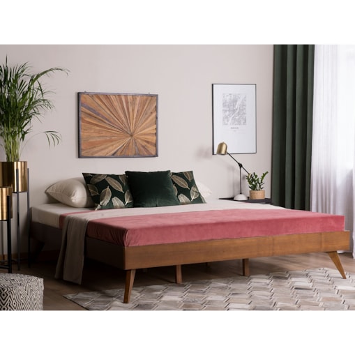 Łóżko drewniane 160 x 200 cm ciemne drewno BERRIC