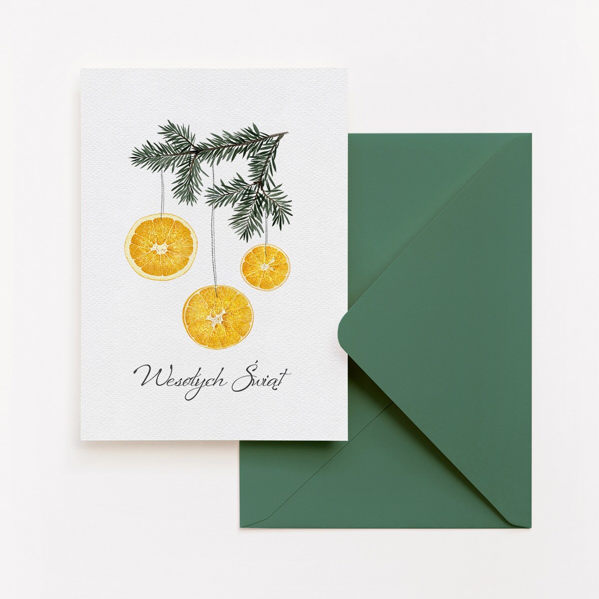 Zestaw Sześciu Kartek Świątecznych Choinka i Gałązka 12x17