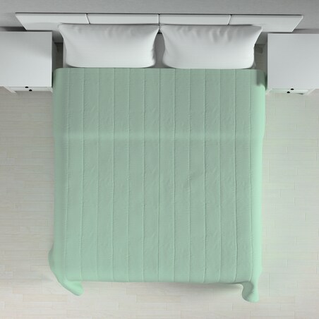 Narzuta pikowana w pasy 260x210 zieleń eukaliptusa