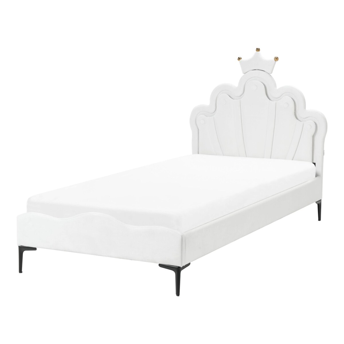 Łóżko Welur RUBIAN 90 x 200 cm Z LED Biały