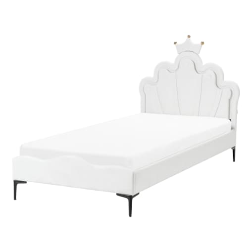 Łóżko Welur RUBIAN 90 x 200 cm Z LED Biały