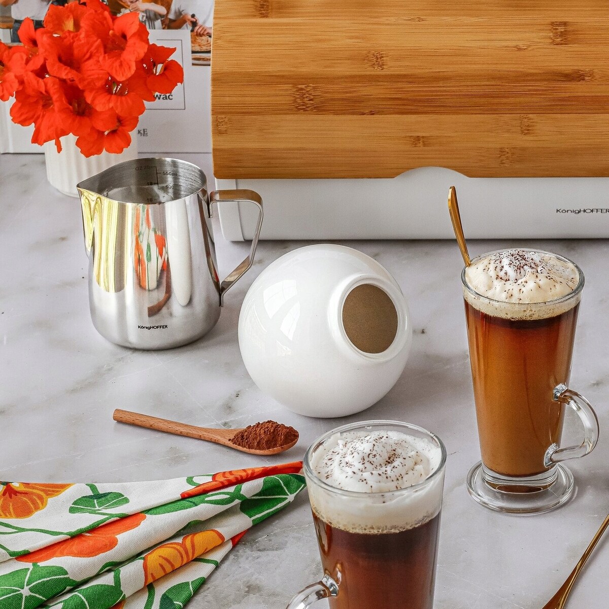 Pojemnik kuchenny z drewnianą łyżeczką na sól przyprawy cukier herbatę kula