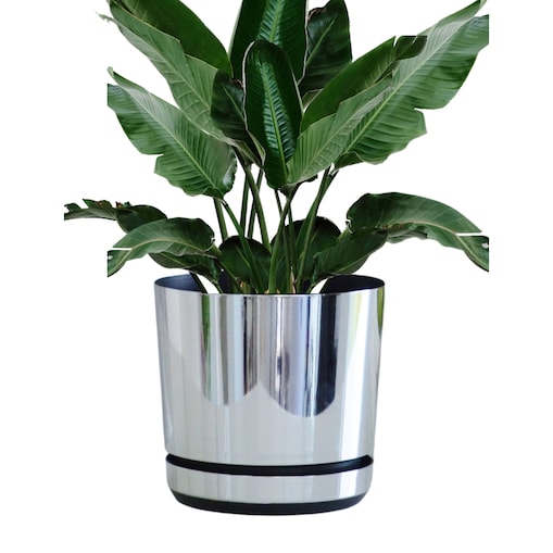 21 cm wzór LUSTRZANY Doniczka z podstawką glamour elegancka efekt lustra wysoki połysk nowoczesna