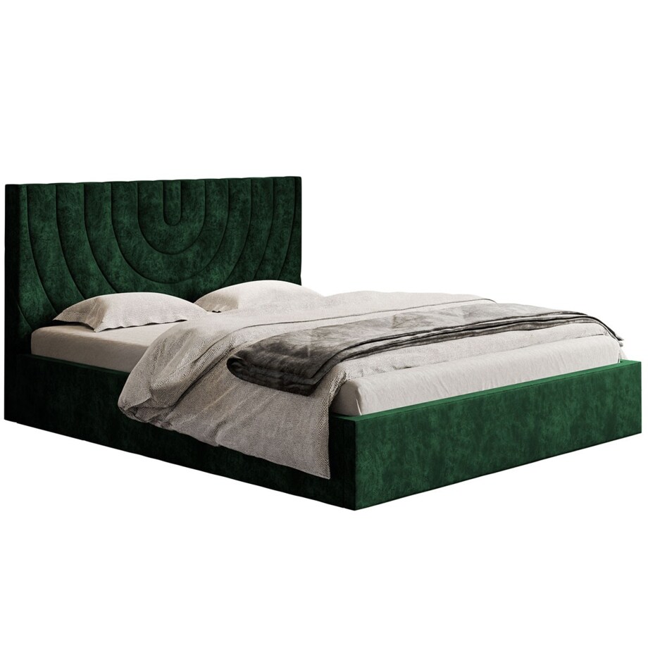 Łóżko jednoosobowe 120x200 OLDO 6 z pojemnikiem- butelkowa zieleń