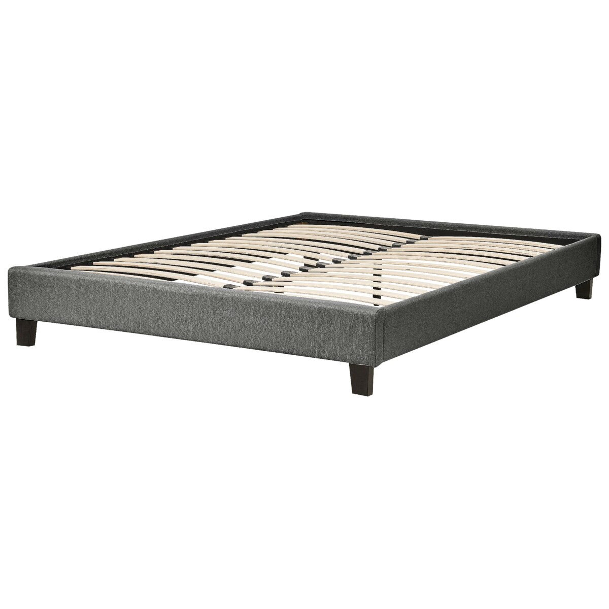 Łóżko tapicerowane bez zagłówka 140 x 200 cm szare ROANNE