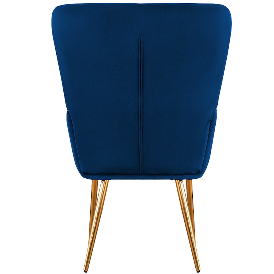 Fotel uszak do salonu wypoczynkowy welurowy tapicerowany granatowy złote nogi