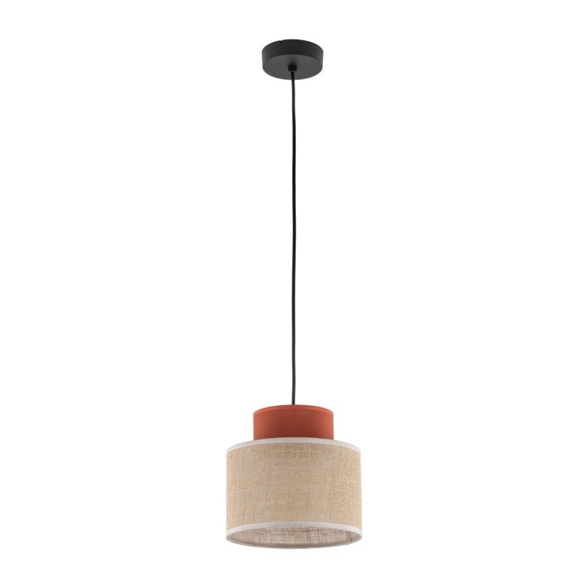 Lampa wisząca TK Lighting DUO JUTA BROWN 3139 E27 czarno-ceglasta z jutą regulowana do salonu kuchni jadalni