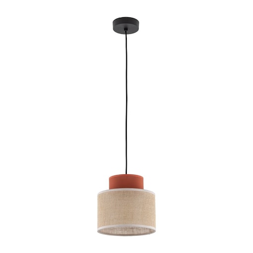 Lampa wisząca TK Lighting DUO JUTA BROWN 3139 E27 czarno-ceglasta z jutą regulowana do salonu kuchni jadalni