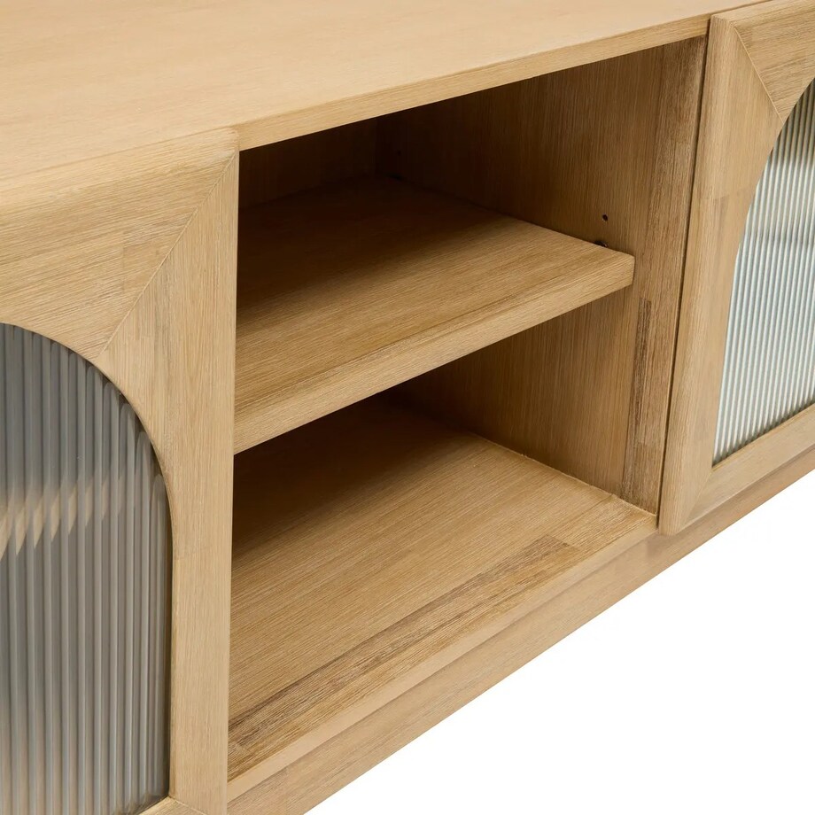 Komoda RTV z drewna akacjowego z przeszkleniem Verra