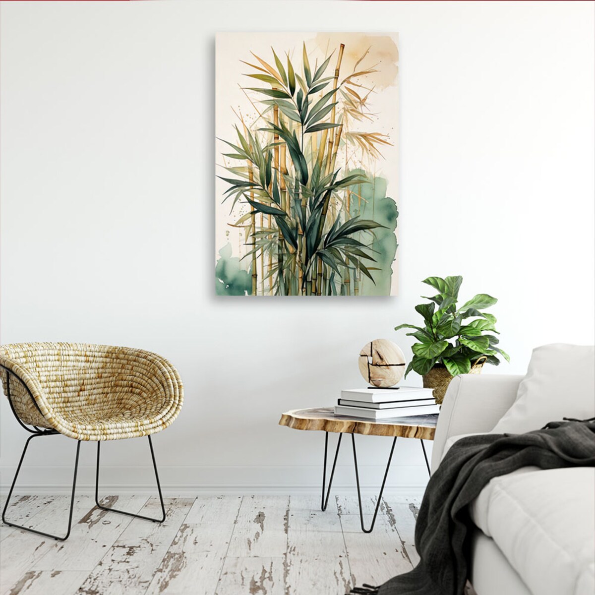 Feeby Obraz do salonu, Bambus Akwarela Natura 80x120