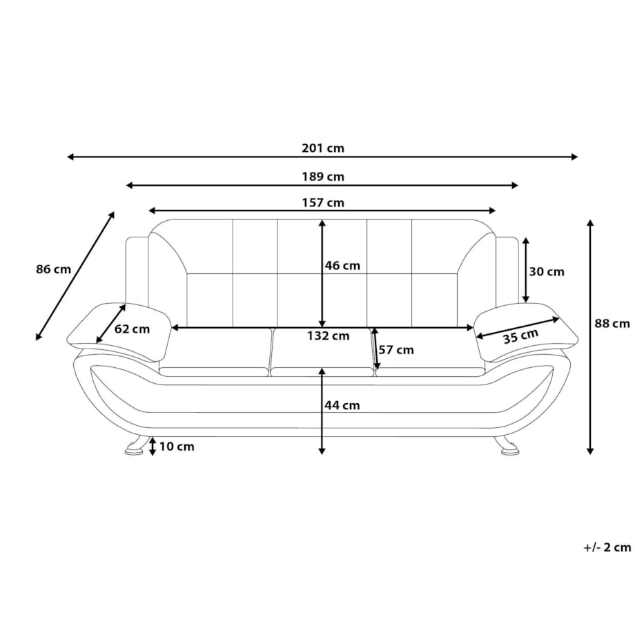 Sofa 3-osobowa ekoskóra biała LEIRA