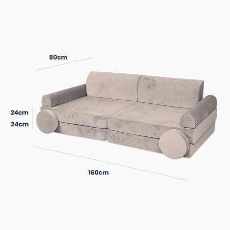 MeowBaby® Velvet Sofa Dziecięca Premium, szara