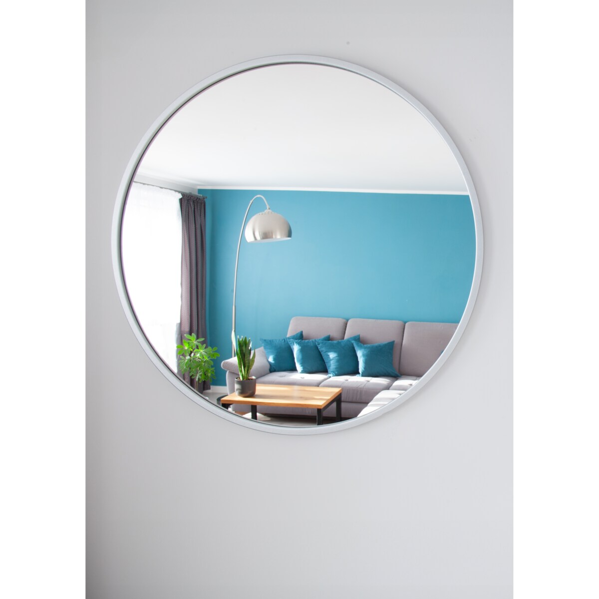 Lustro okrągłe - srebrne - 80 cm