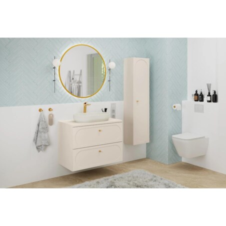 Szafka pod umywalkę nablatową DONNA SAND 2S 80cm beż piaskowy z blatem