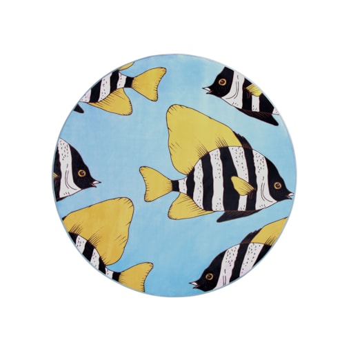 Dywan okrągły w rybki ⌀ 140 cm niebieski FIZME