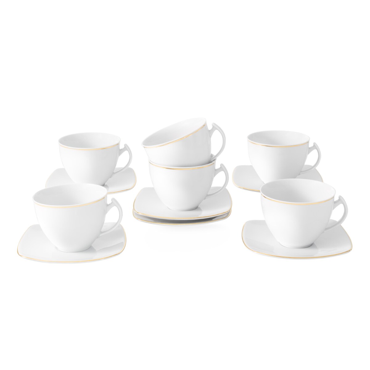 Zestaw filiżanek ze spodkami dla 6 osób 12 el. Akcent Złota Linia 3603