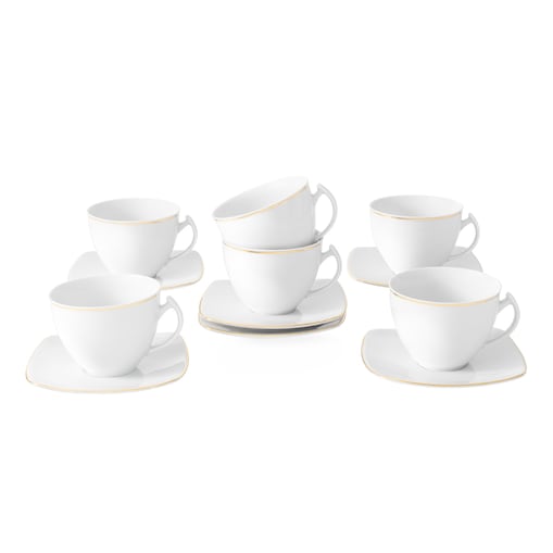 Zestaw filiżanek ze spodkami dla 6 osób 12 el. Akcent Złota Linia 3603