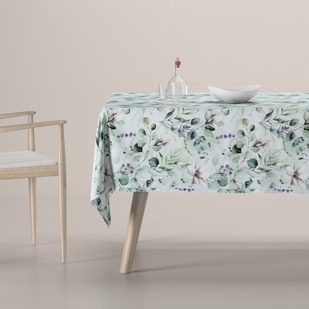 Obrus prostokątny 100 x 100 cm magnolie na miętowym tle