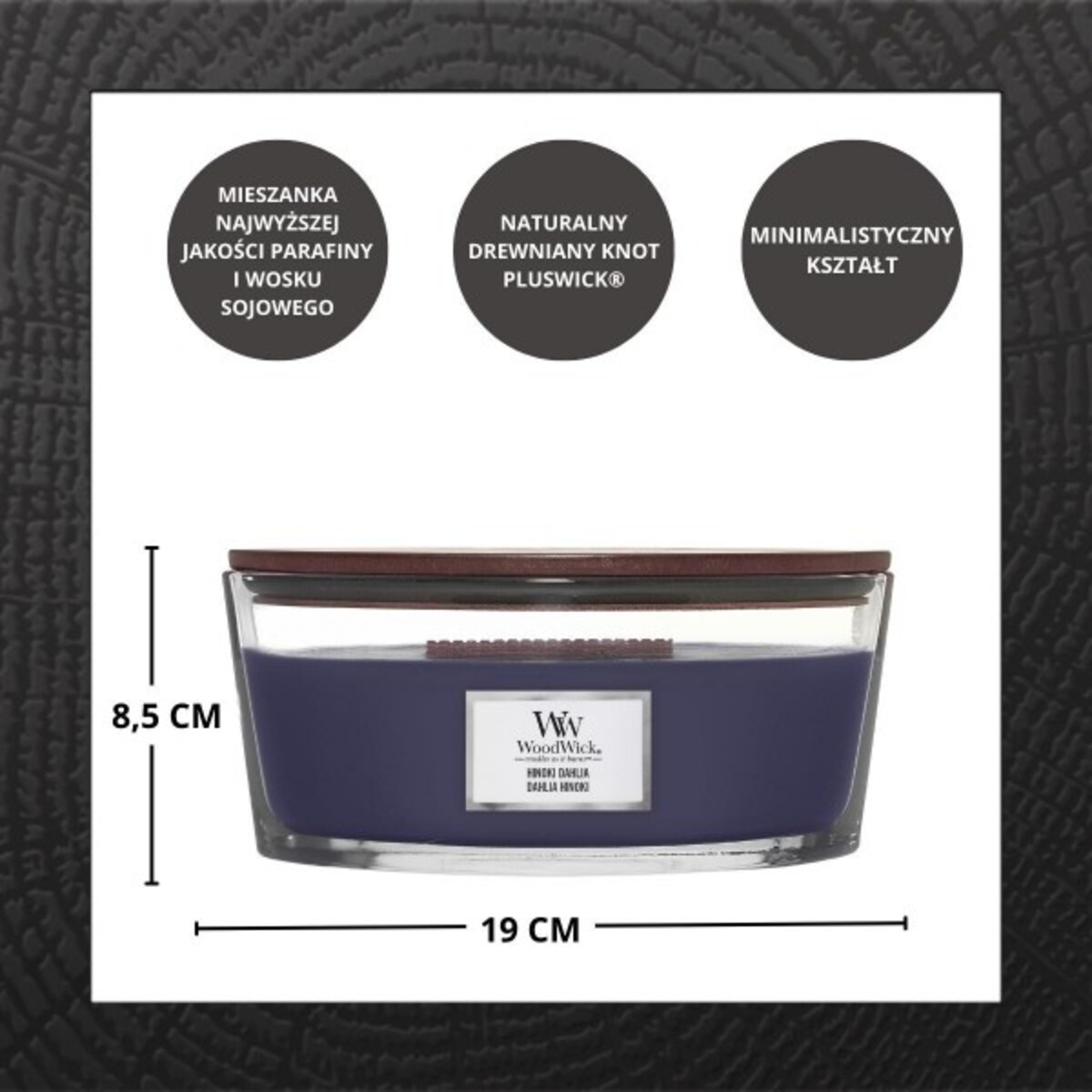 WoodWick świeca Elipsa HINOKI DAHLIA