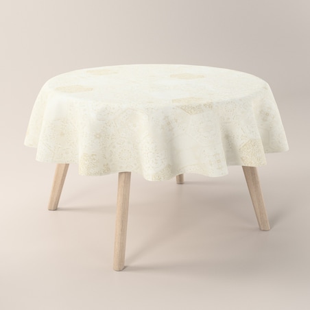 Obrus okrągły 130 x 130 cm ecru ornament