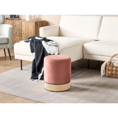 Puf welurowy ⌀ 35 cm różowy YANKTON