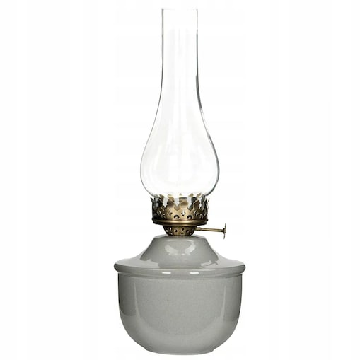 ŚWIECZNIK LAMPA NAFTOWA SZARY TEALIGHT szklany metalowy skandynawski 34cm