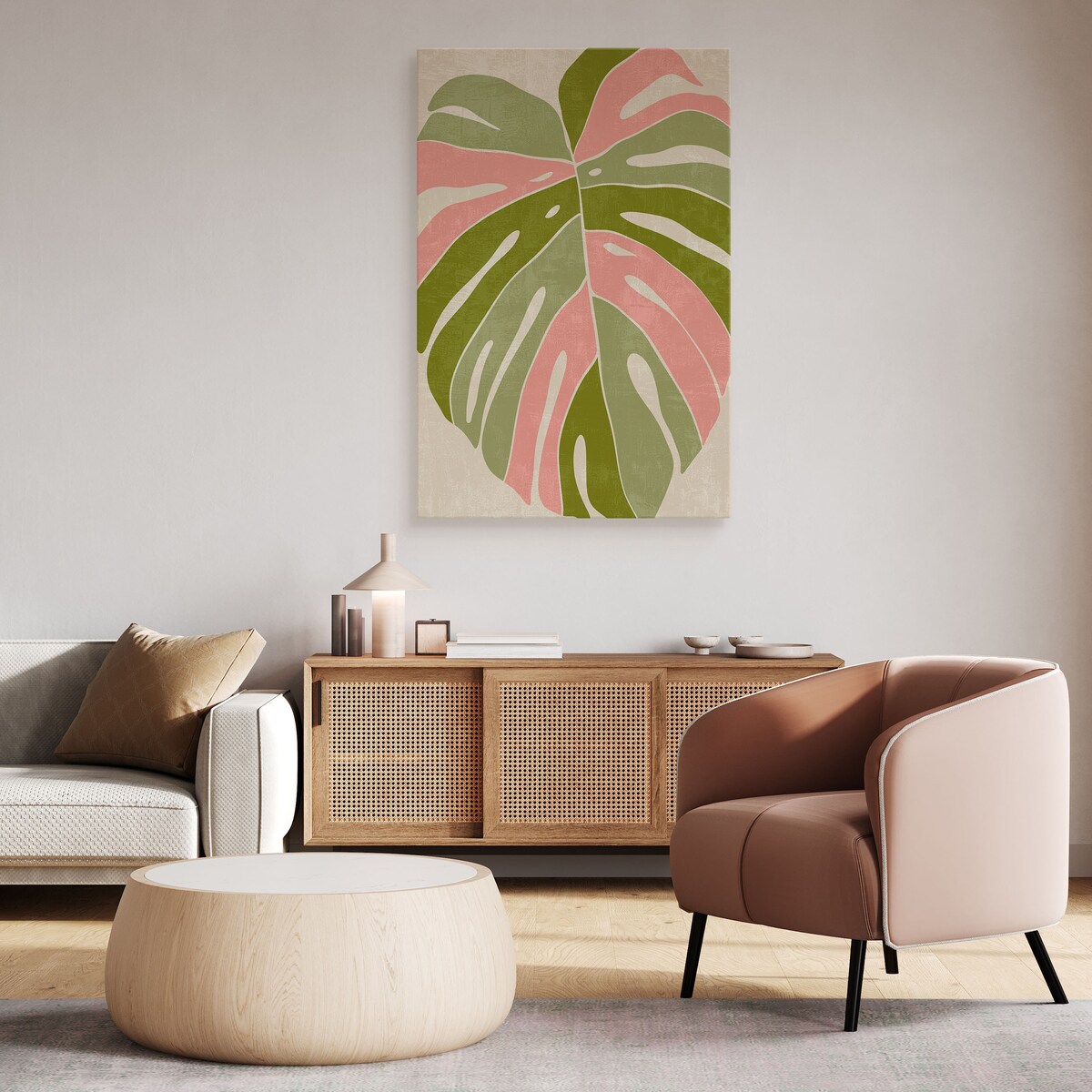 Obraz Pastelowy Liść Monstery 80x120cm