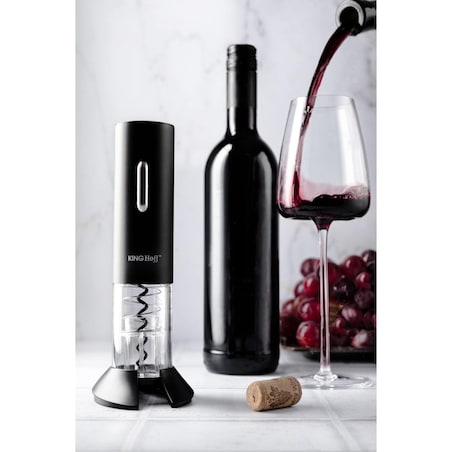 Elektryczny otwieracz korkociąg do wina butelek akumulator czarny KINGHOFF