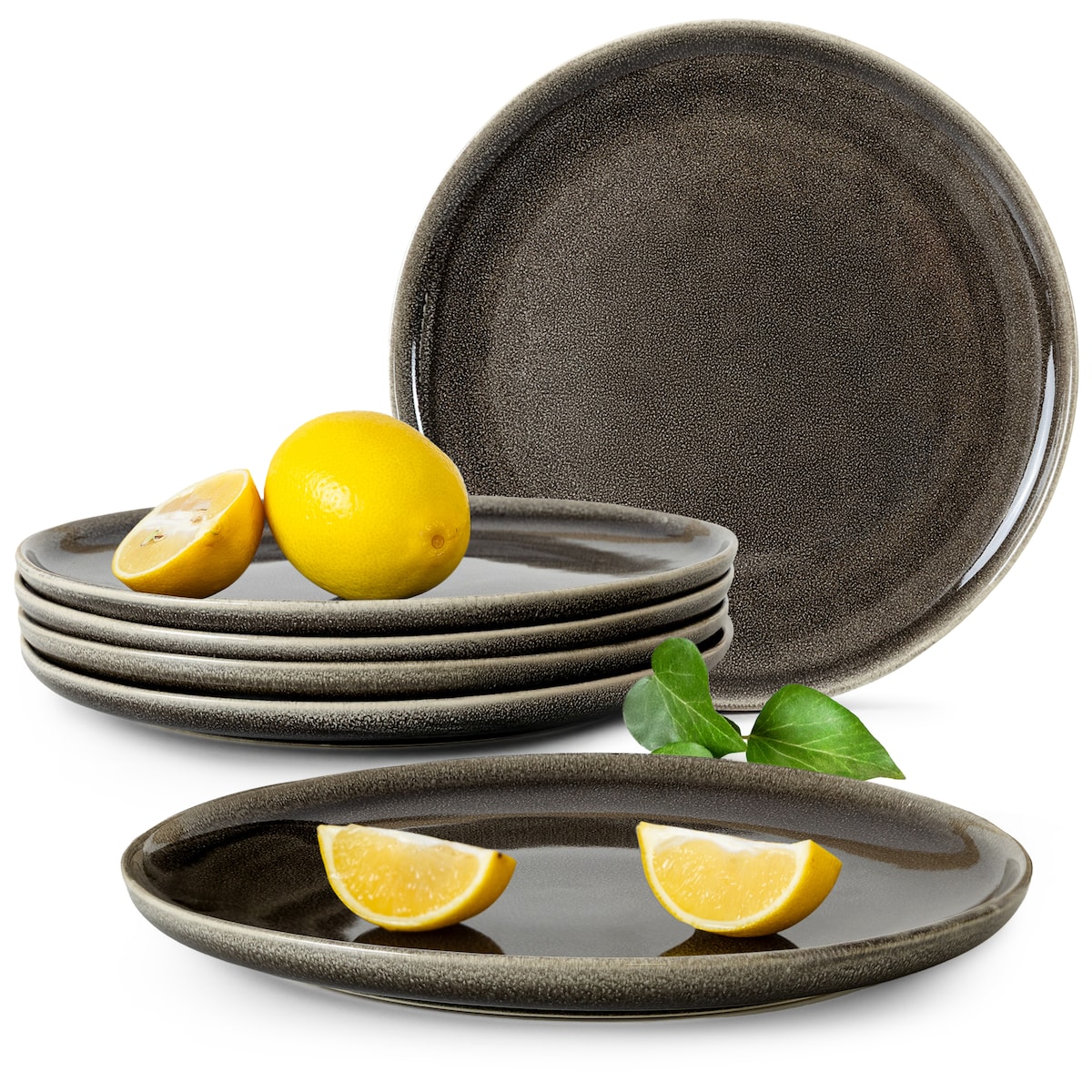 EDA Talerz obiadowy 6 szt., brązowy/szary/beżowy