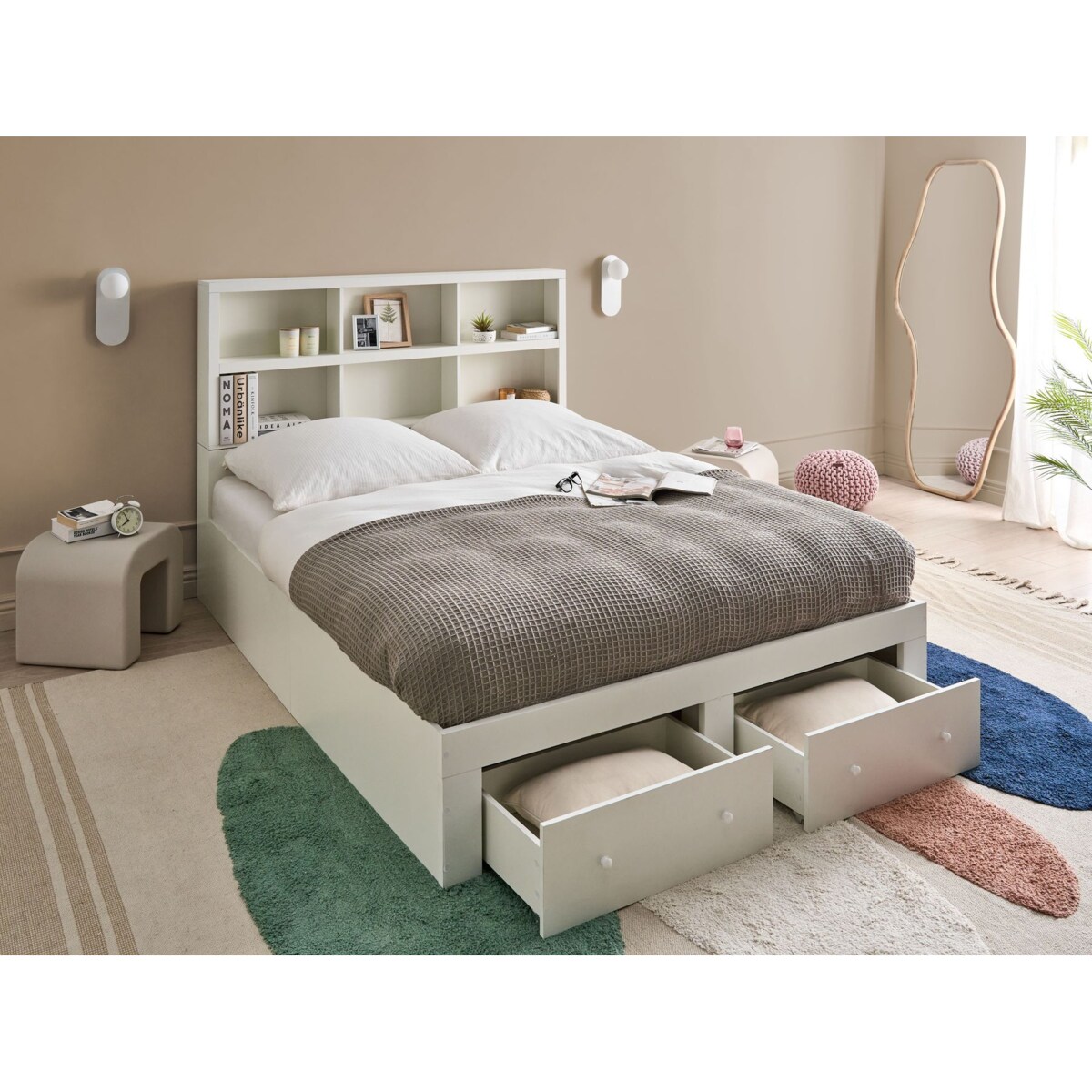 Łóżko z szufladami TARARE 160 x 200 cm Biały