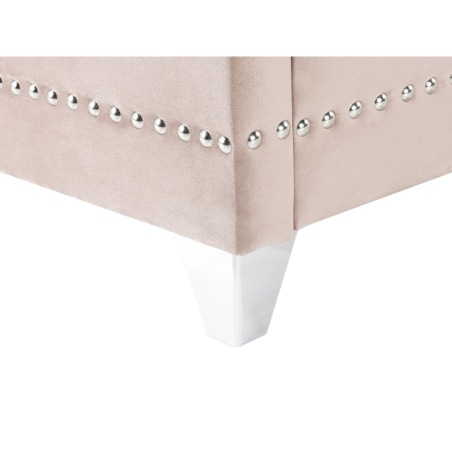 Łóżko welurowe 160 x 200 cm pastelowy róż AYETTE