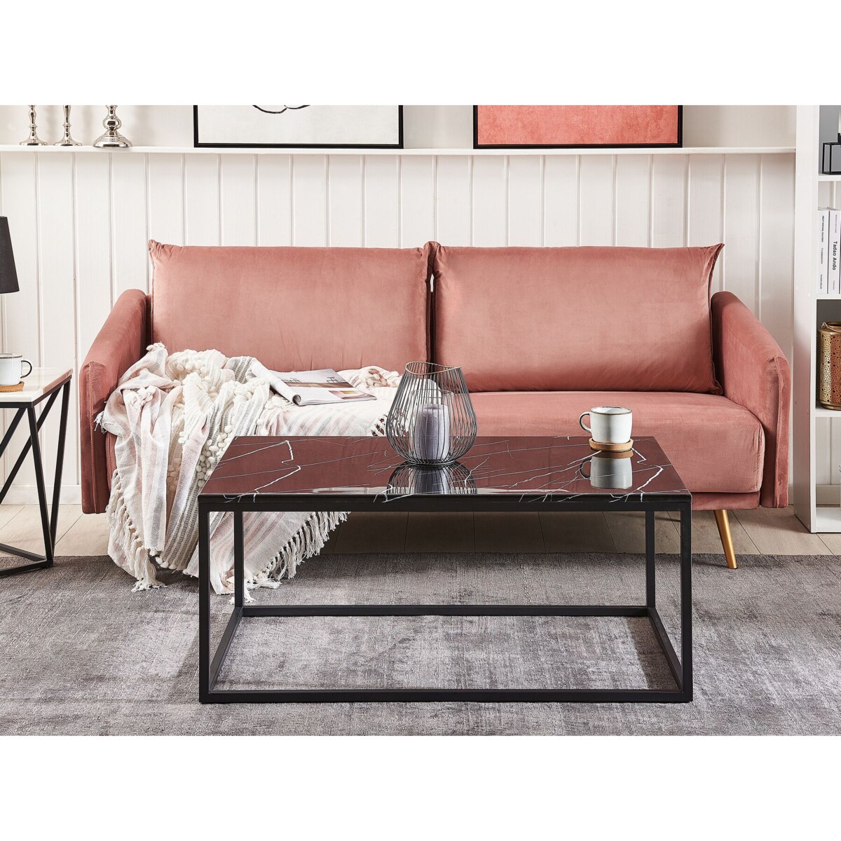 Stolik kawowy efekt marmuru czarny DELANO