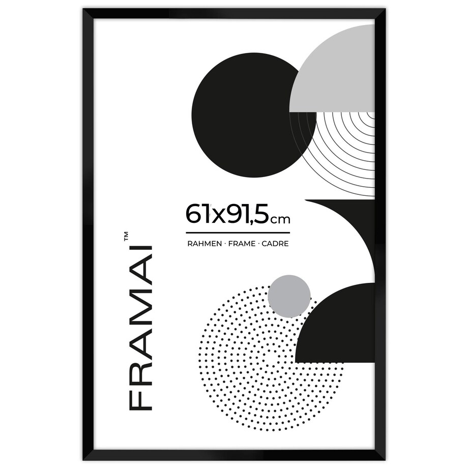 Ramka na zdjęcia 61x91,5 cm czarna rama MDF z plexi do powieszenia pion poziom klasyczna prostokątna ramka FRAMAI®