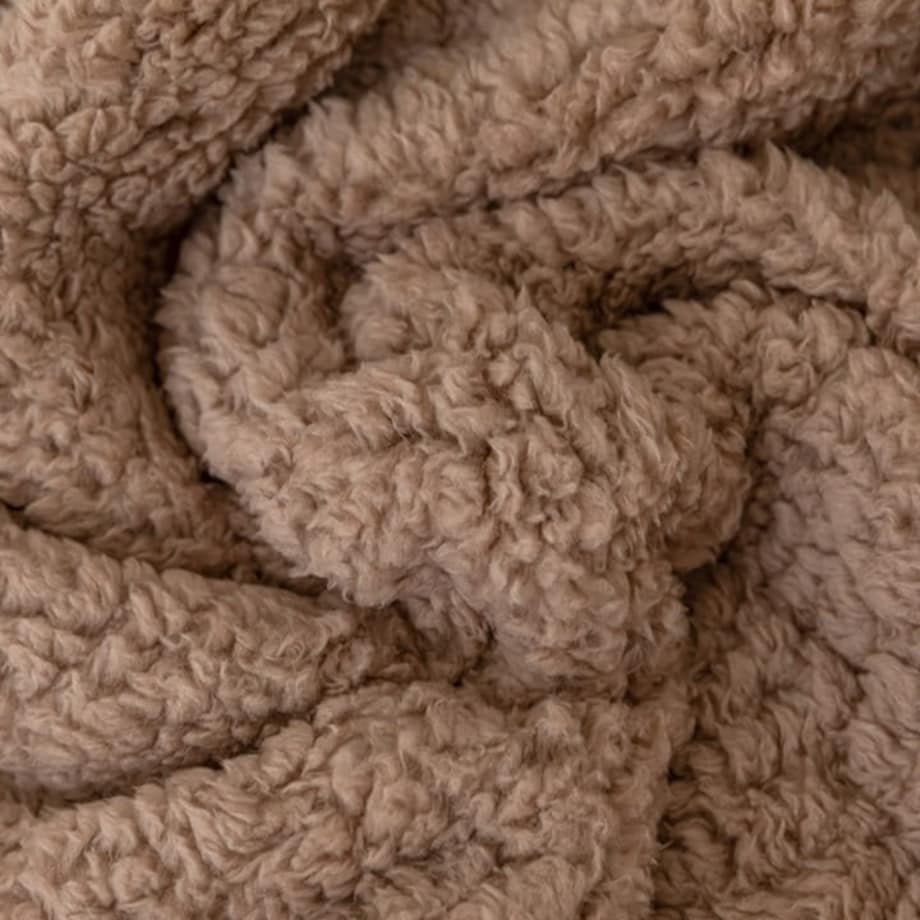 KOC BUKLA NARZUTA PLED NA ŁÓŻKO 80x160 CM BRĄZ CIEPŁY MILUTKI BOUCLE