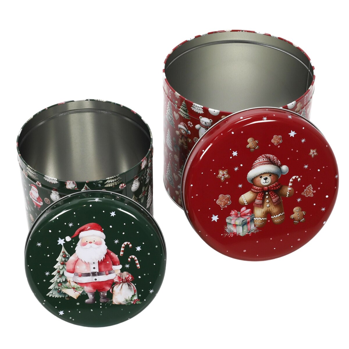 Świąteczny zestaw metalowych pojemników w różnych rozmiarach, 2 szt.
