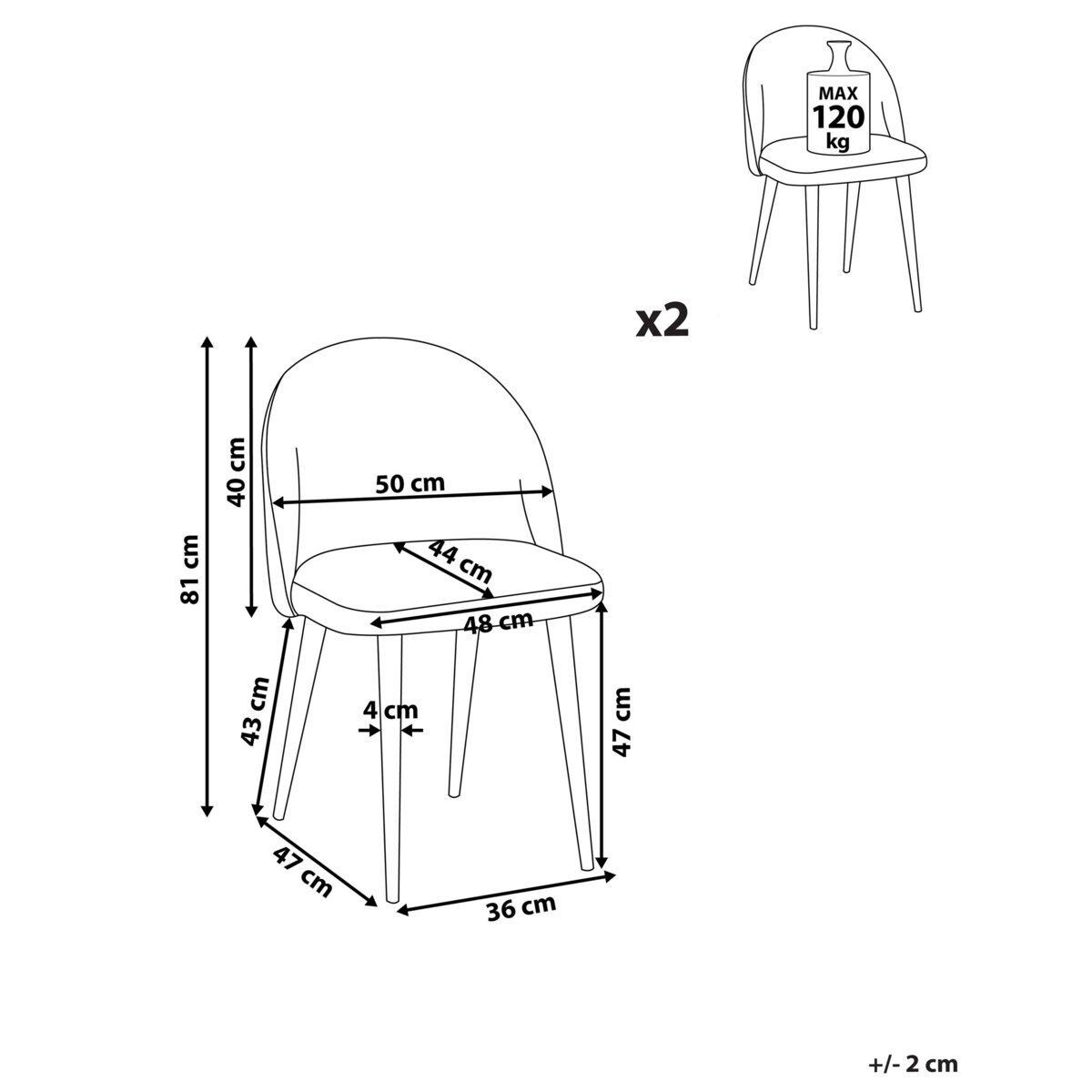 Zestaw 2 krzeseł welurowy czarny VISALIA