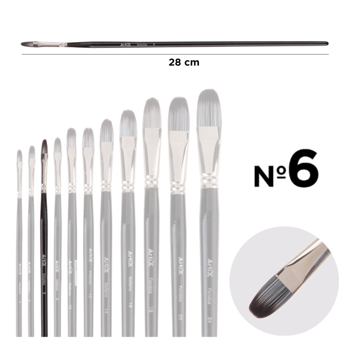 pędzel artystyczny koci język nr 6 artix pp298-03 profesjonalny