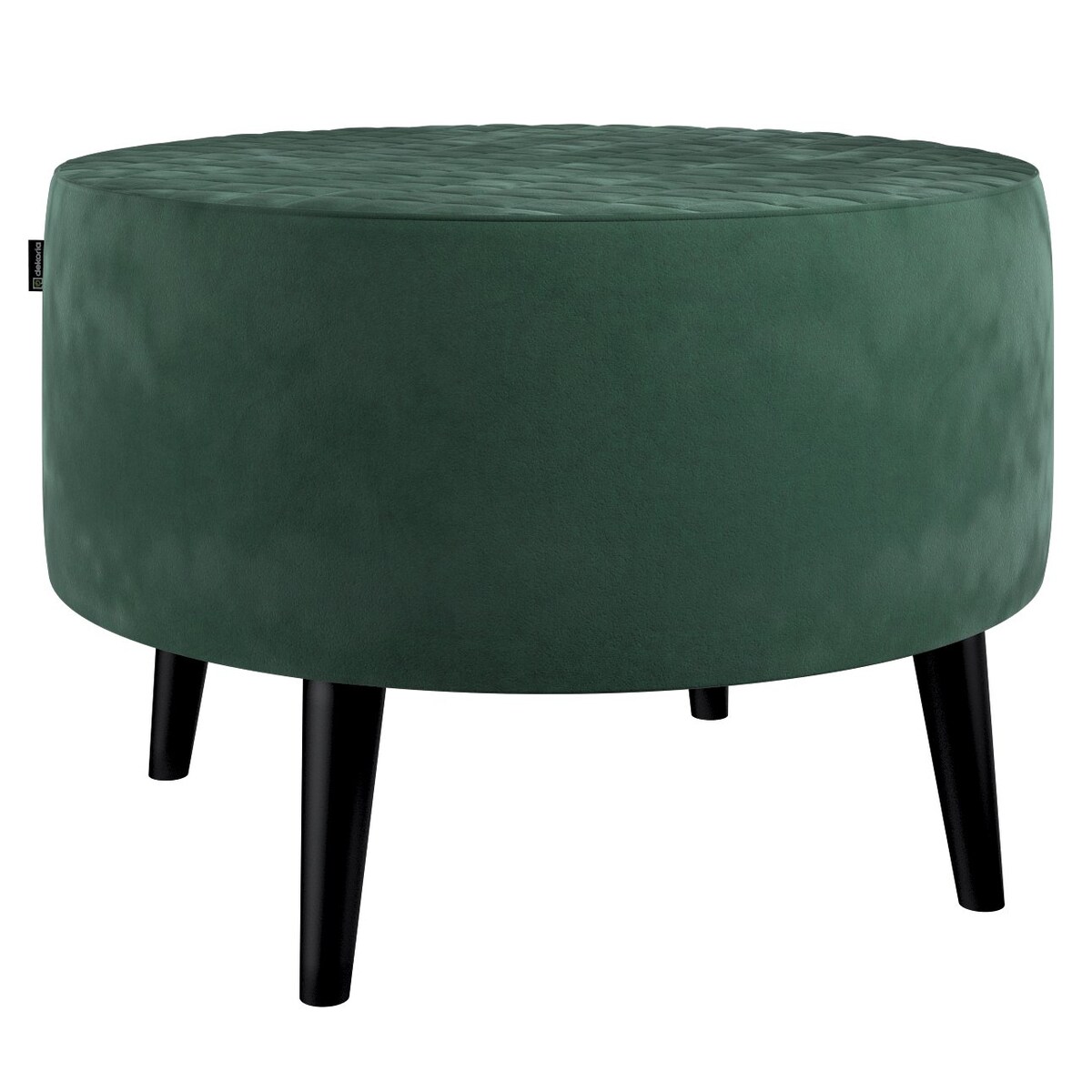 Podnóżek okrągły pikowany, ciemny zielony, Ø60 x 40 cm, Velvet