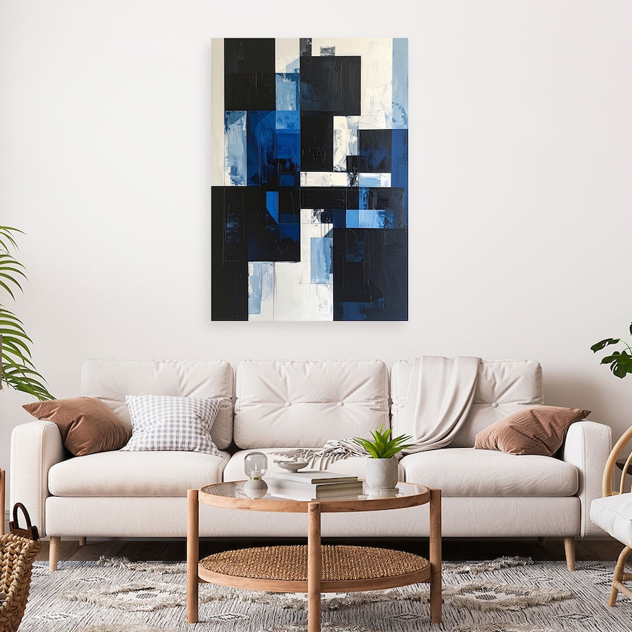 Obraz do salonu jadalni biura, Abstrakcja tekstura kształty czarno niebieski