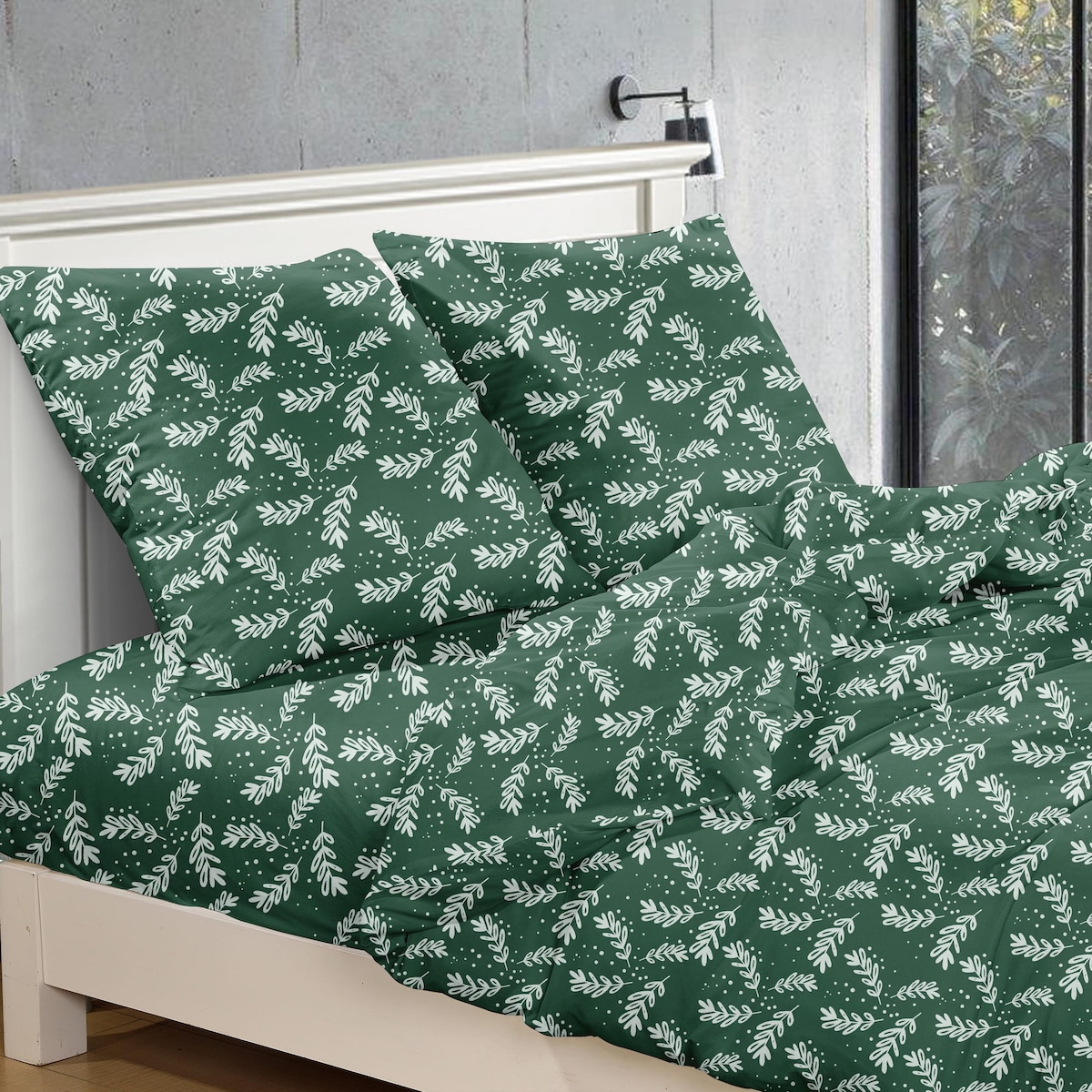 Komplet Pościeli Świąteczna Sosna Zielona 155X220 + 2 70X80