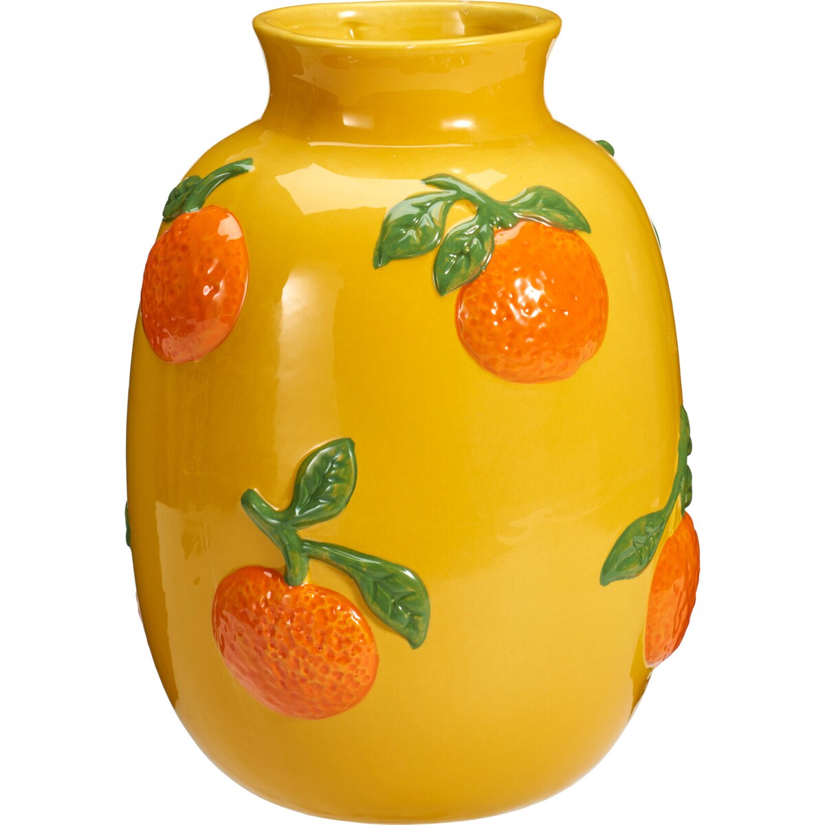 Wazon na kwiaty z pomarańczowym wzorem GORT, Ø 17 x 25 cm, żółty