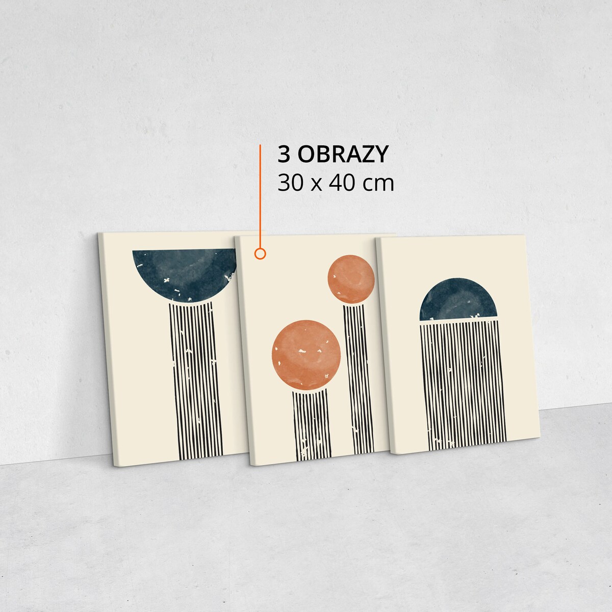 OBRAZY NA PŁÓTNIE SET ABSTRAKCJA FIGURY GEOMETRYCZNE STYL BOHO 90x40cm
