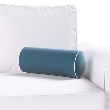 Poduszka wałek prosty z lamówką, pruski błękit, Ø16 x 40 cm, Velvet