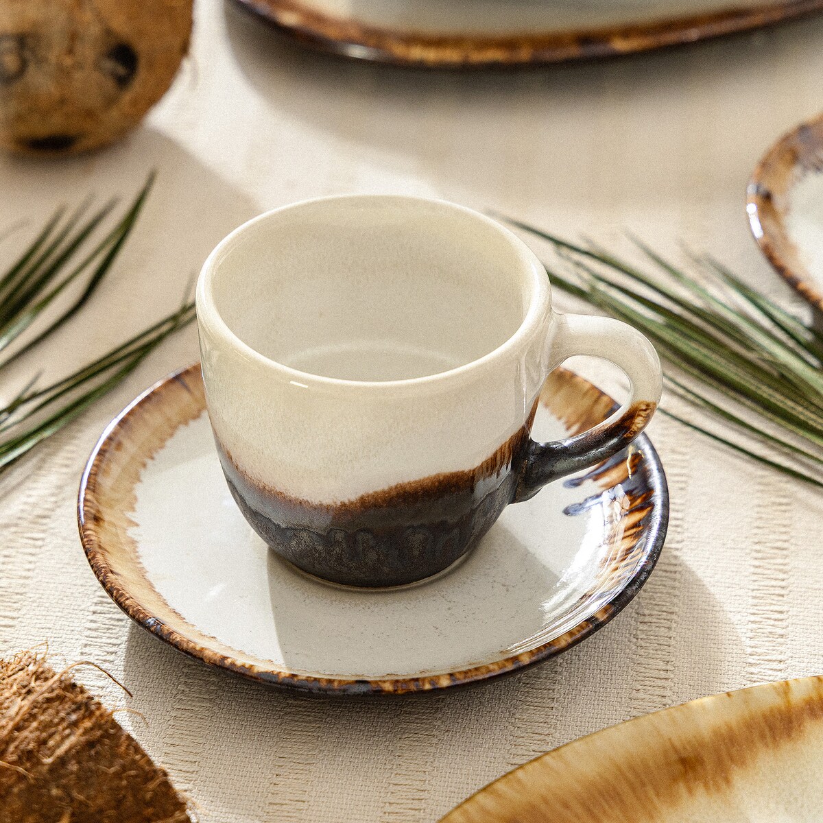 Konsimo PRIMA Filiżanka do kawy ze spodkiem 6 szt., jasnobeżowy