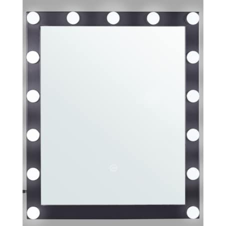 Metalowe lustro ścienne LED 50 x 60 cm czarne ODENAS