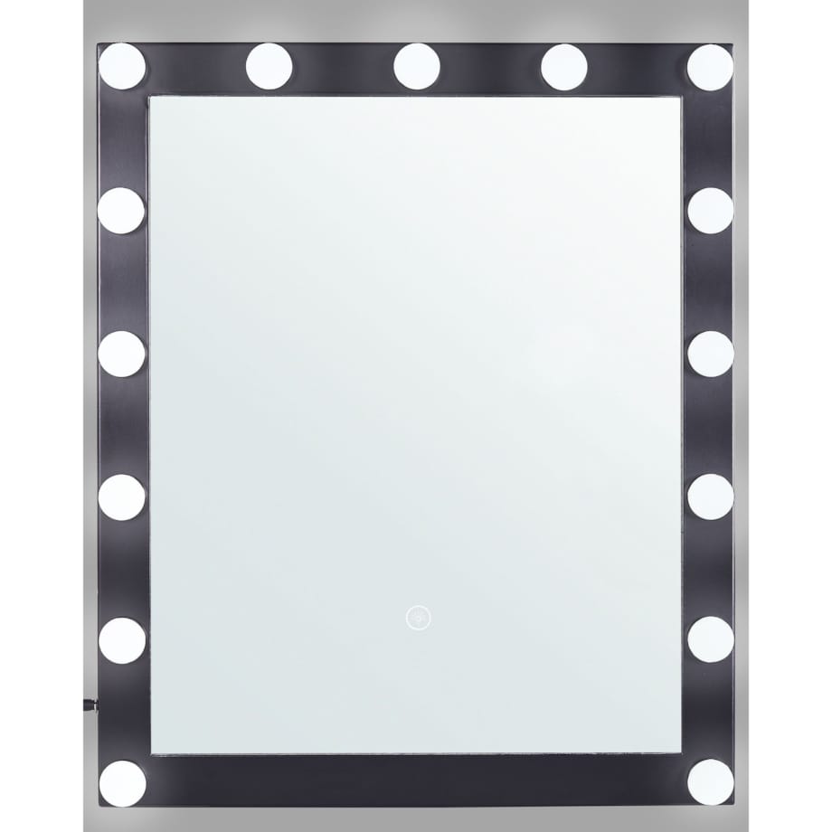 Metalowe lustro ścienne LED 50 x 60 cm czarne ODENAS