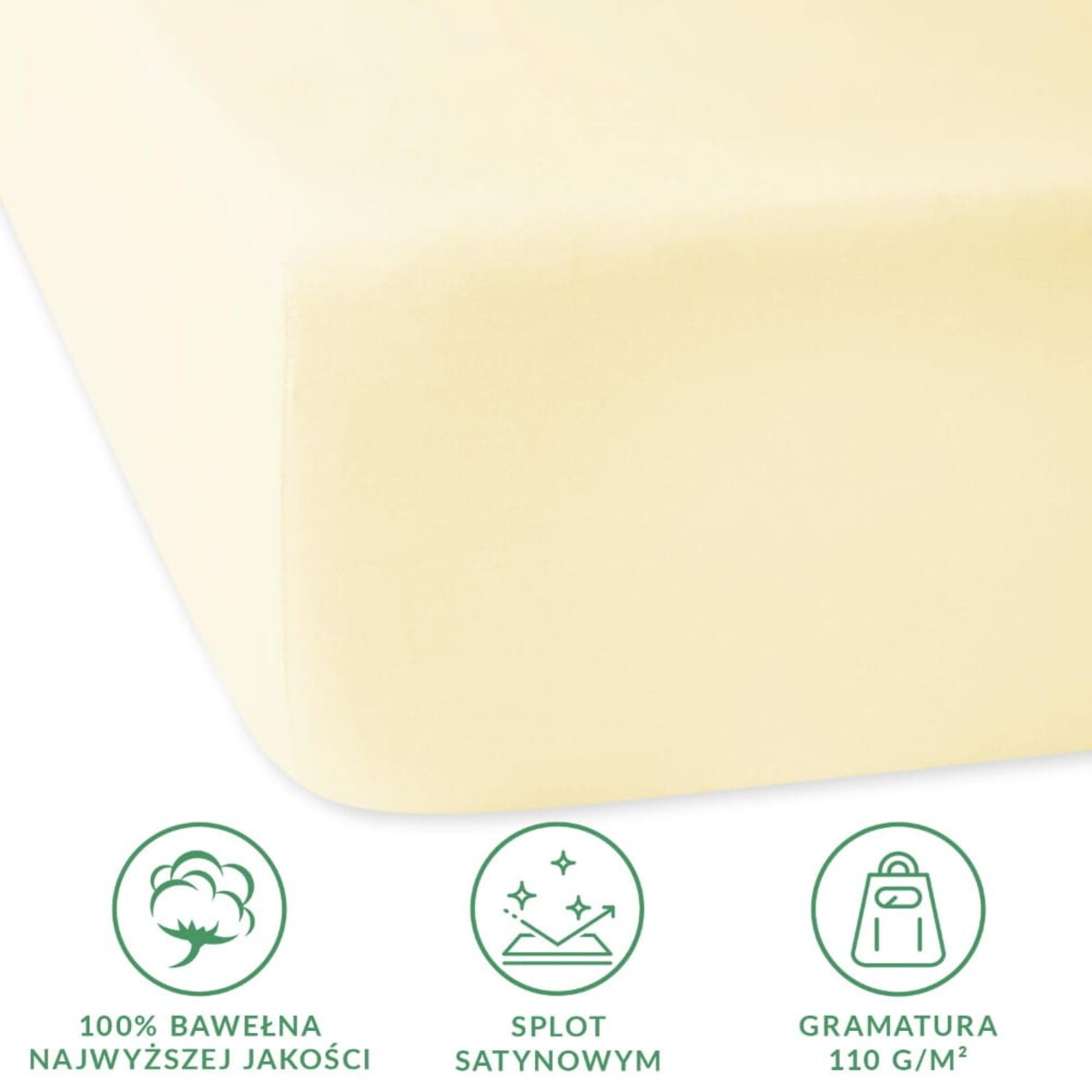 Prześcieradło satynowe z gumką kremowe 90 x 200 cm