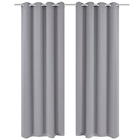 vidaXL Zasłony zaciemniające z kółkami, 2 szt., 135 x 175 cm, szare